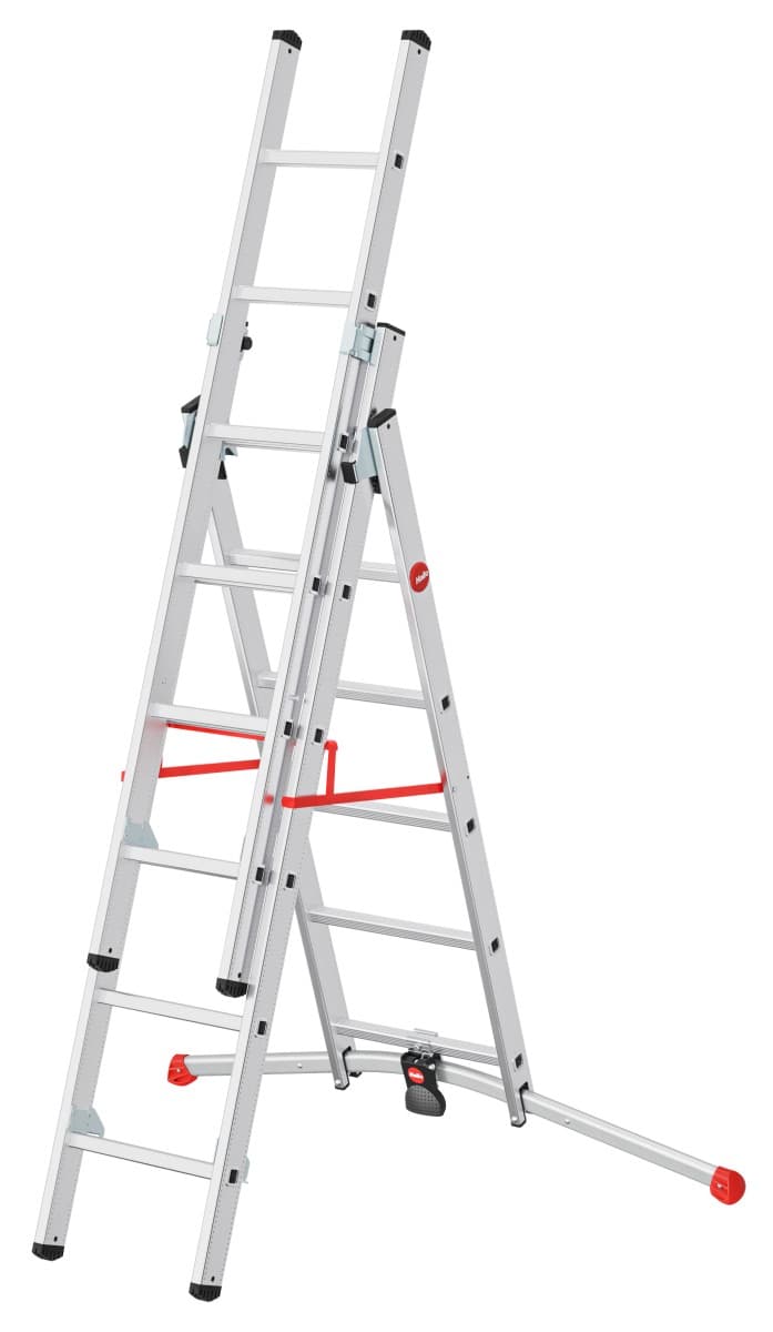 Трехсекционная лестница Hailo S100 ProfiLOT ступени 2х6+1х5